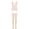 LIVCO CORSETTI FASHION - PERSINNE PEACH SET CORSET + PANTY + MEDIAS S/M