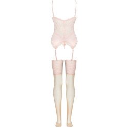 LIVCO CORSETTI FASHION - PERSINNE PEACH SET CORSET + PANTY + MEDIAS S/M