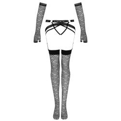 LIVCO CORSETTI FASHION - CONJUNTO NEMALIA LIGUERO + MEDIAS + GUANTES NEGROS