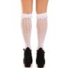 LEG AVENUE - MEDIAS HASTA LA RODILLA CON VOLANTES BLANCO