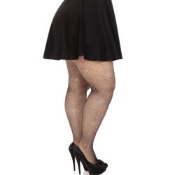 LEG AVENUE - MEDIAS DE MALLA CRISTALIZADAS NEGRAS TALLA GRANDE