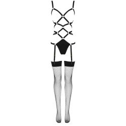 LIVCO CORSETTI FASHION - THIARA LC 20213 CONJUNTO DE BODY + MEDIAS NEGRO S/M
