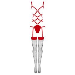 LIVCO CORSETTI FASHION - THIARA LC 20213 CONJUNTO DE BODY + MEDIAS ROJO S/M