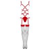LIVCO CORSETTI FASHION - THIARA LC 20213 CONJUNTO DE BODY + MEDIAS ROJO S/M