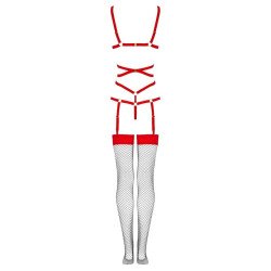 LIVCO CORSETTI FASHION - THIARA LC 20213 CONJUNTO DE BODY + MEDIAS ROJO S/M