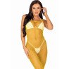 LEG AVENUE - VESTIDO LARGO DE RED AMARILLO TALLA ÚNICA