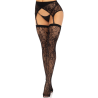 LEG AVENUE - MEDIAS ALTAS DE ENCAJE Y LIGUERO NEGRO