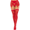 LEG AVENUE - MEDIAS ALTAS DE ENCAJE Y LIGUERO ROJO