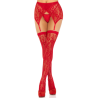 LEG AVENUE - MEDIAS ALTAS DE ENCAJE Y LIGUERO ROJO