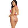 LEG AVENUE - CONJUNTO DE TOP Y PANTALÓN DE RED MULTICOLOR