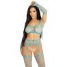 LEG AVENUE - TOP CORTO, MEDIAS Y GUANTES AZULES