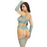 LEG AVENUE - TOP CORTO, MEDIAS Y GUANTES AZULES