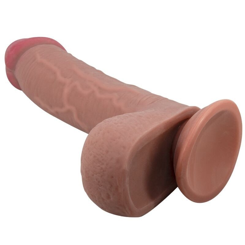 PRETTY LOVE - SERIE DE PIEL DESLIZANTE DILDO REALISTA CON VENTOSA DE PIEL DESLIZANTE MARRÓN 23,4 CM