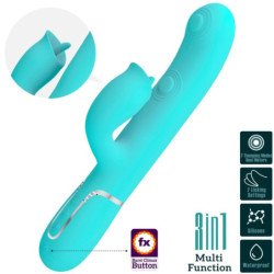 AMOR PRECIOSO - VIBRADOR CON FORMA DE CONEJO CON EXTREMO VERDE AGUA PARA LAMER