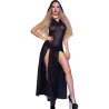CHILIROSE - CR 4685 VESTIDO LARGO CON CAPUCHA NEGRO TALLA M