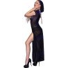 CHILIROSE - CR 4685 VESTIDO LARGO CON CAPUCHA NEGRO TALLA M
